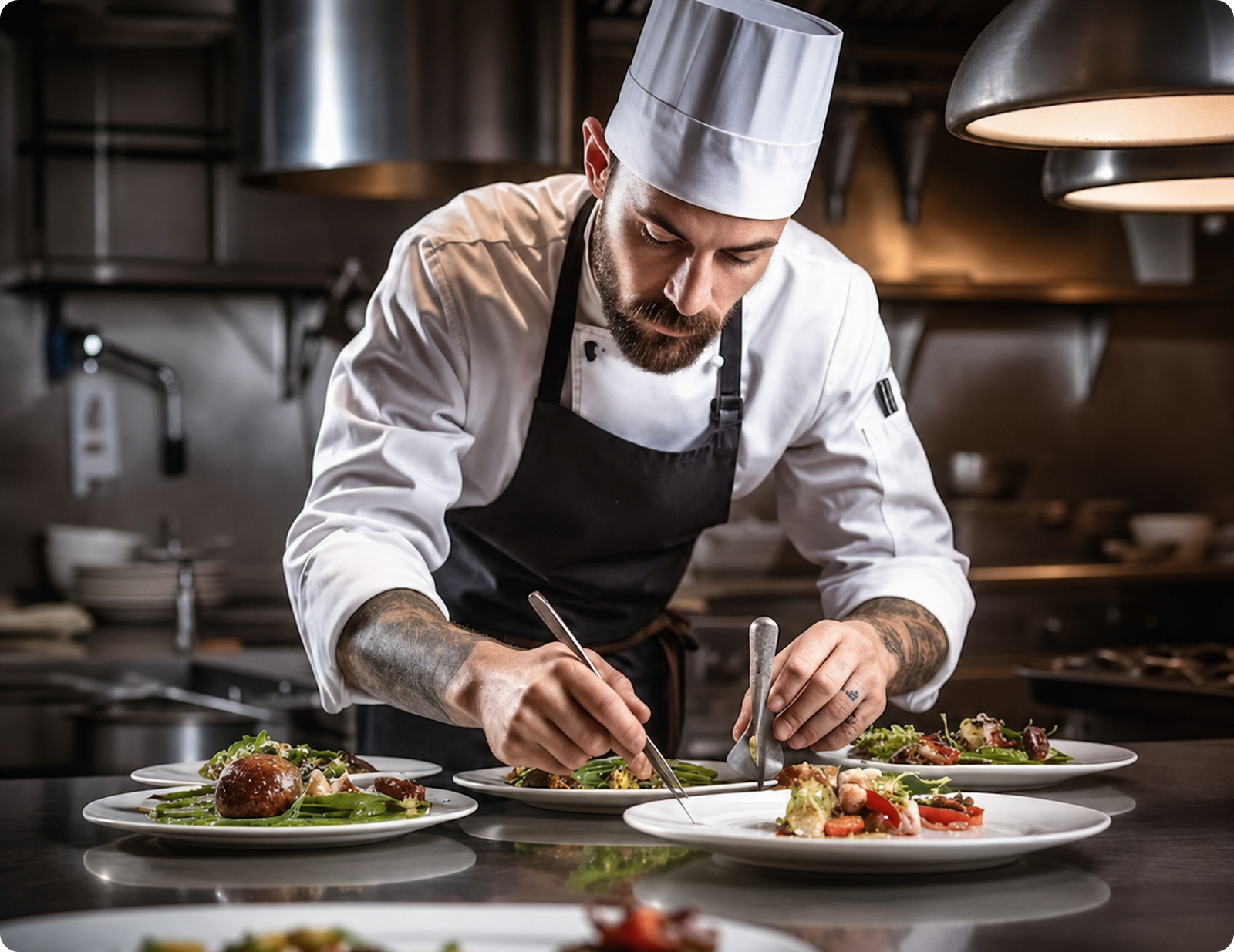 Chef plating biryani